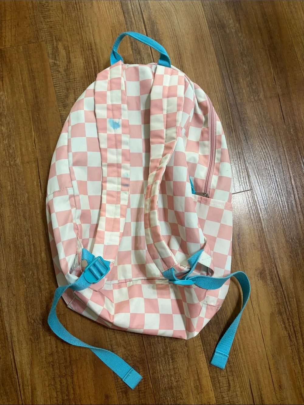 Pura Vida Pink and White Checkerboard Backpack with adjustable straps